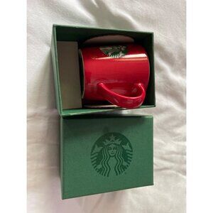 Starbucks 2016 Red Mini Ceramic Mug Ornament 3oz With Box